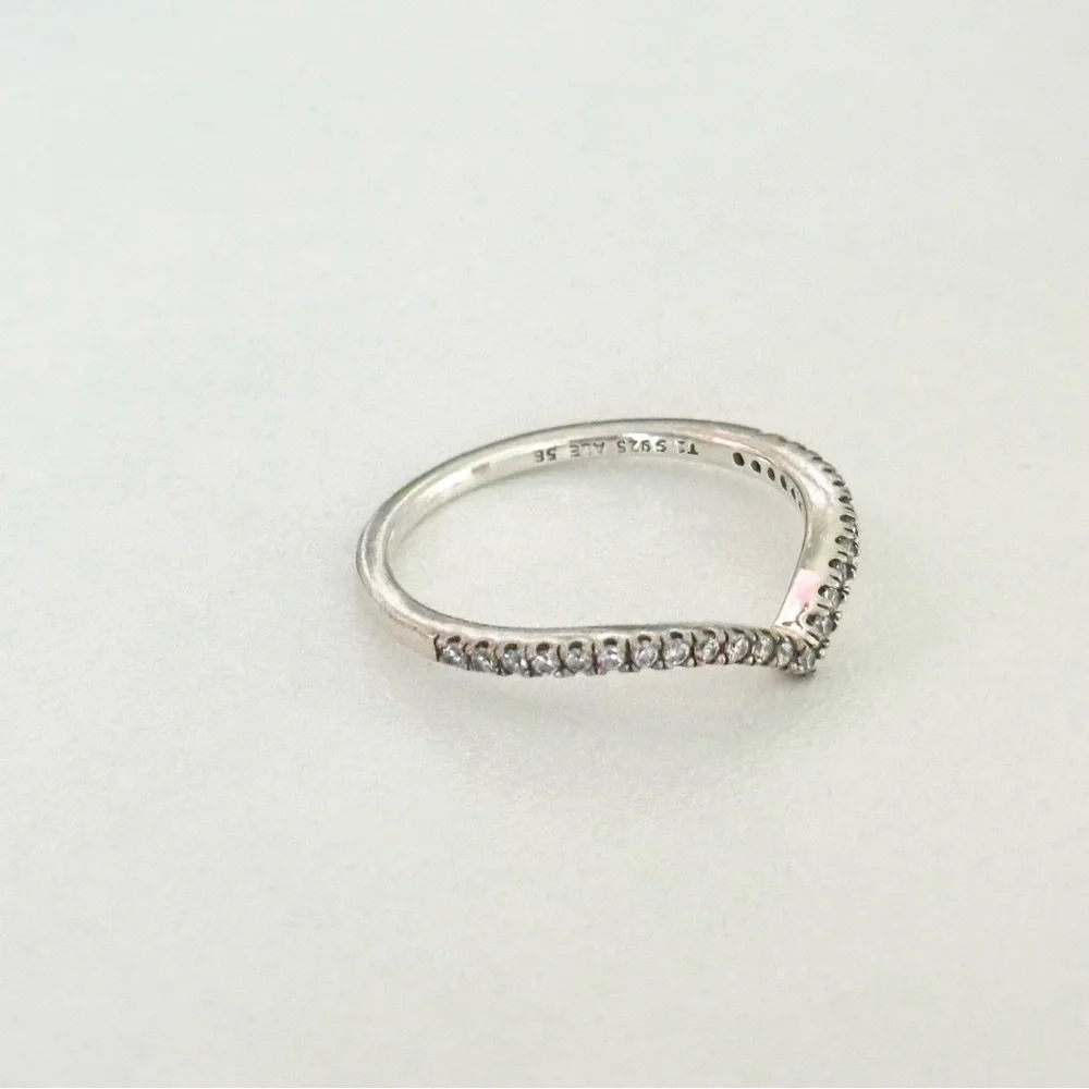 Pandora Clear CZ Wishbone Band Ring Size 8.5